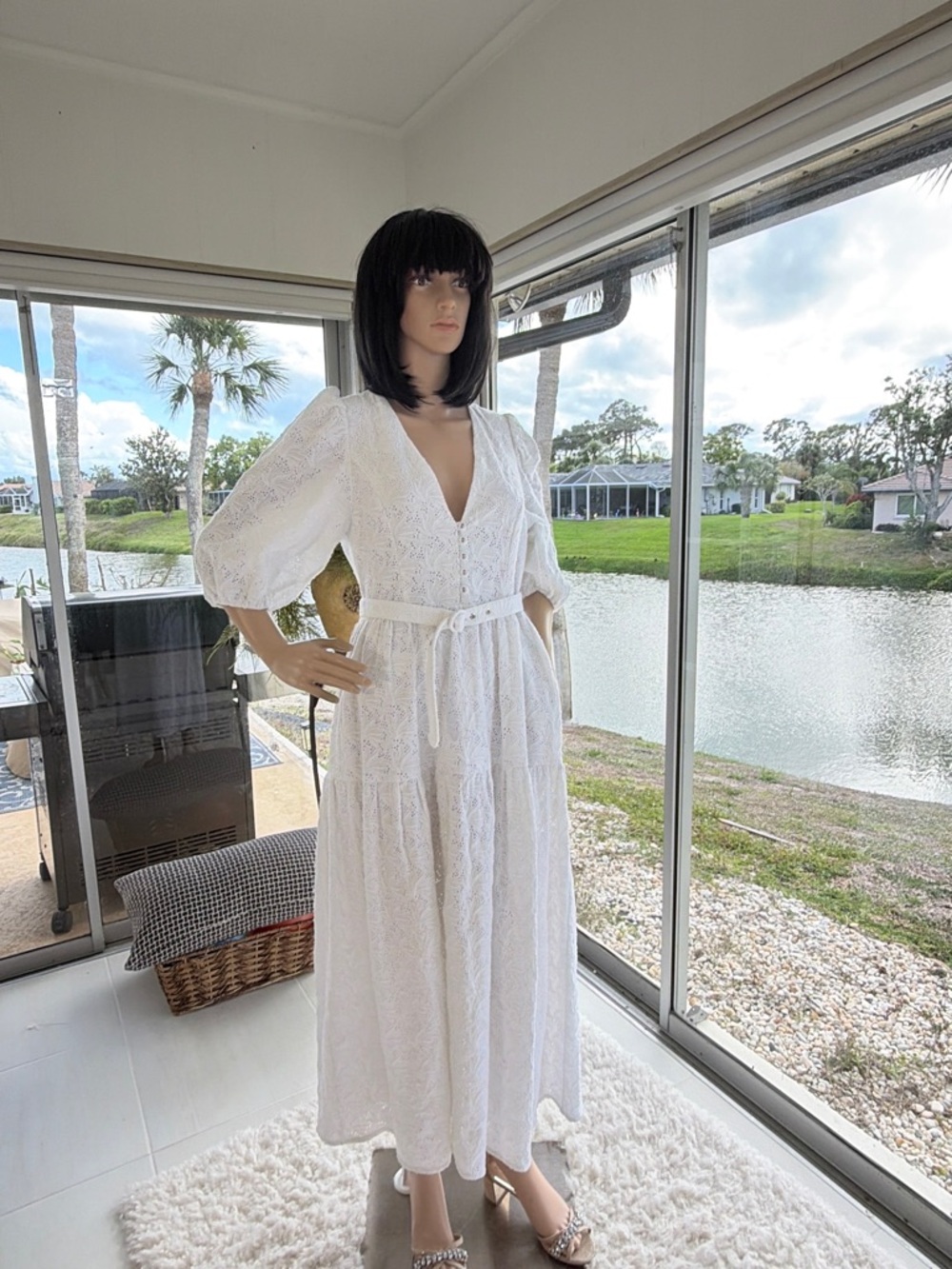 NICHOLAS White Eyelet Lace Dress